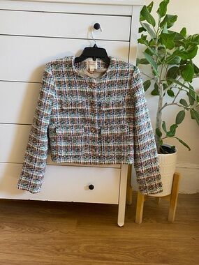 Cropped Multicolor Tweed Blazer - Classic Boxy Fit
